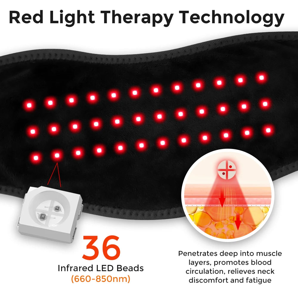 Wearable Red Light Heating Wrap Options for Wrist, Neck, Ankle and Hip, Adjustable Warmth with Model-Specific LED, Vibration and Power Features