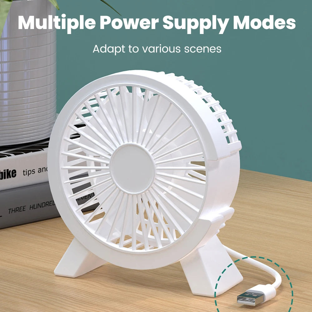 USB Powered Mini Desk Fan for Home Office and Student Study Spaces, Direct-Connection Tabletop Personal Fan in Green, White or Pink