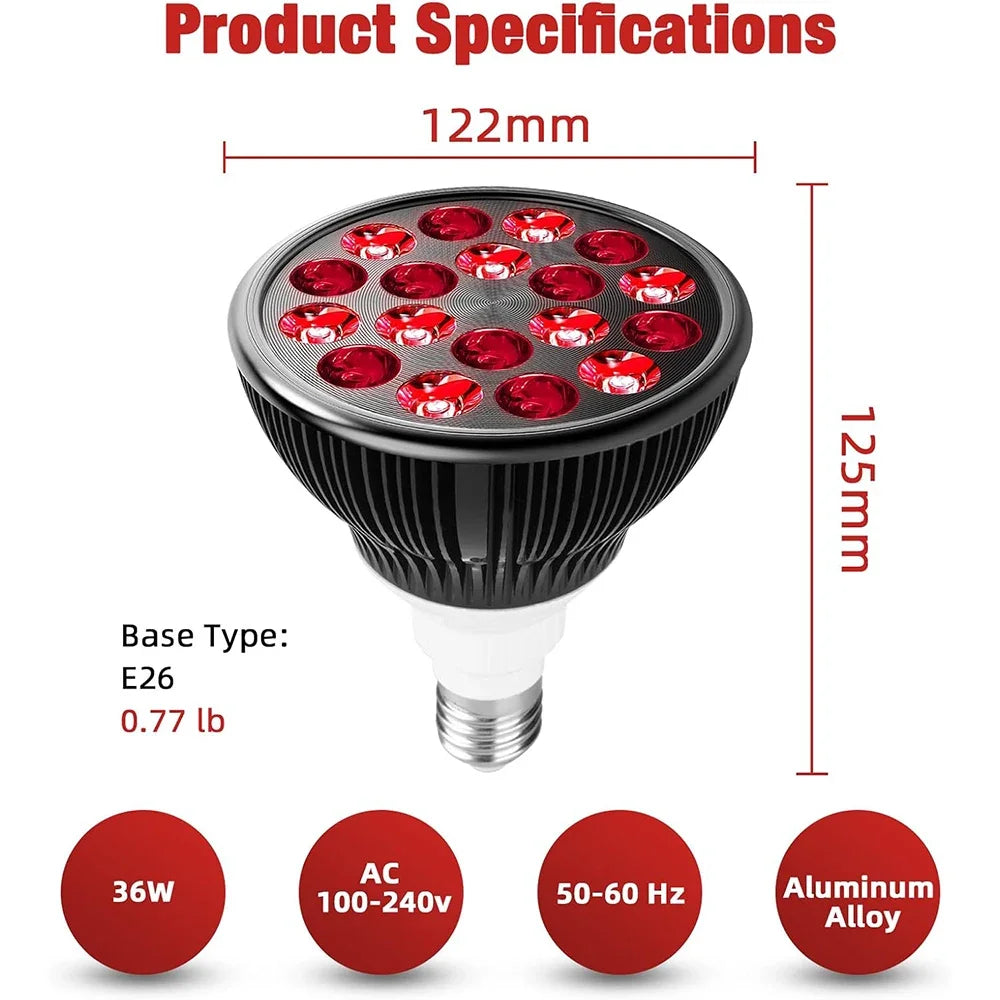Red Light LED Lamp with A and B Bulb-Only or Black and White Set Options, Listed 660nm and 850nm Wavelengths and Dual-Chip Design for Adult Personal Care Selection