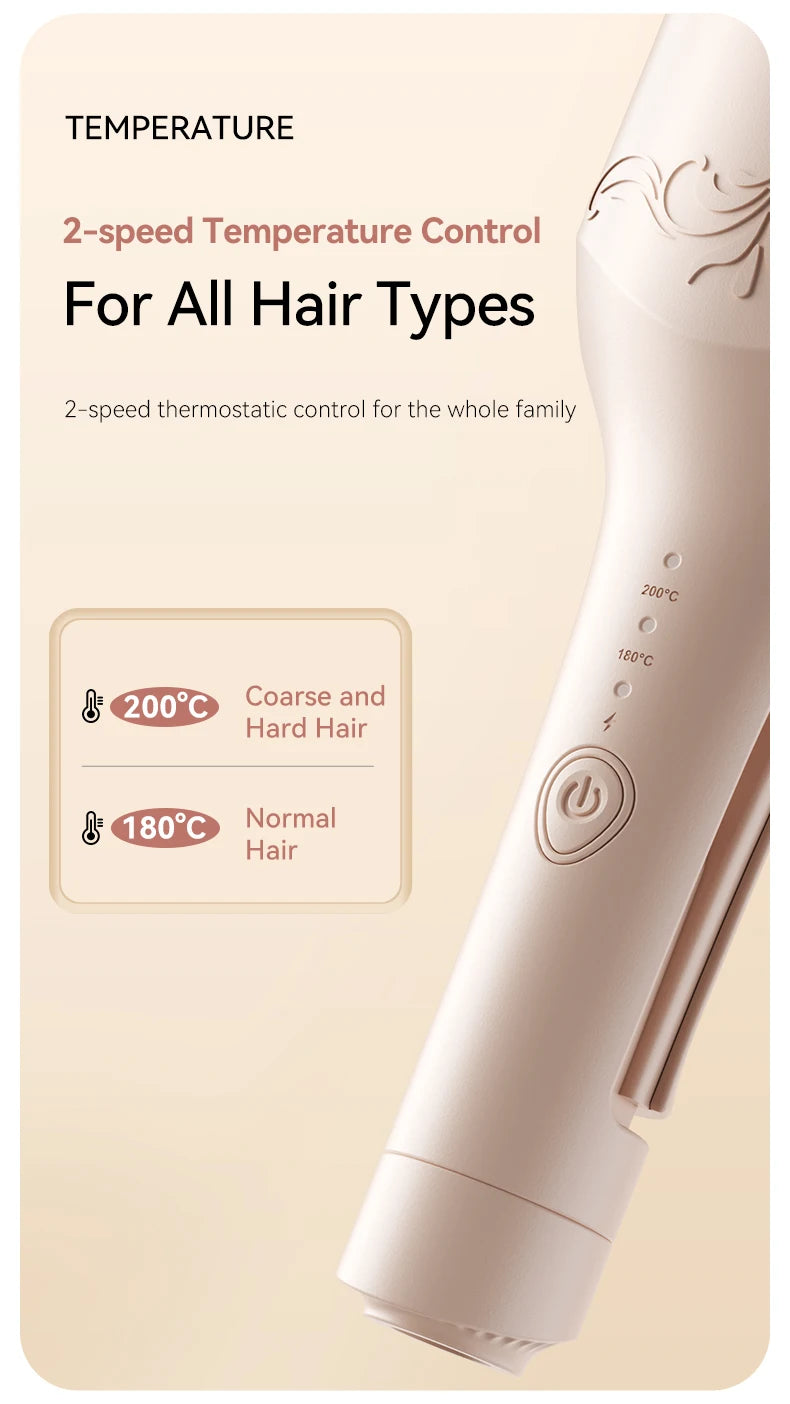 40mm Hair Waver in Beige, Corded Ceramic-Coated Wave Styling Iron with Listed Adjustable Heat, Regional Plug Choices and Without-Box Packaging Option