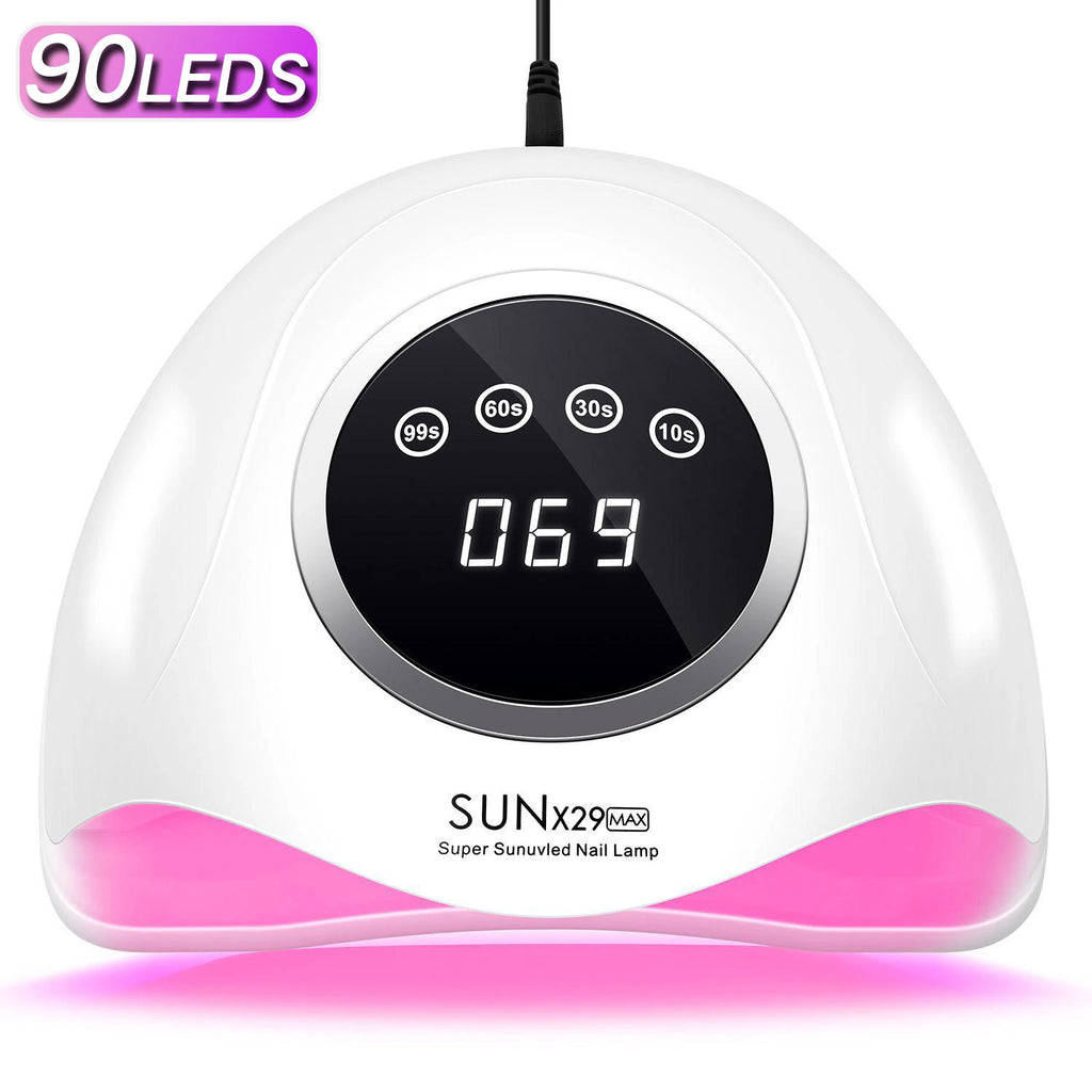 DianaBeauty Gel Curing Lamp Options with SUN X29 MAX Listed 90 LEDs, Infrared Sensor and Four Timers, Nine Model Labels and US, EU, AU or UK Plug Choices