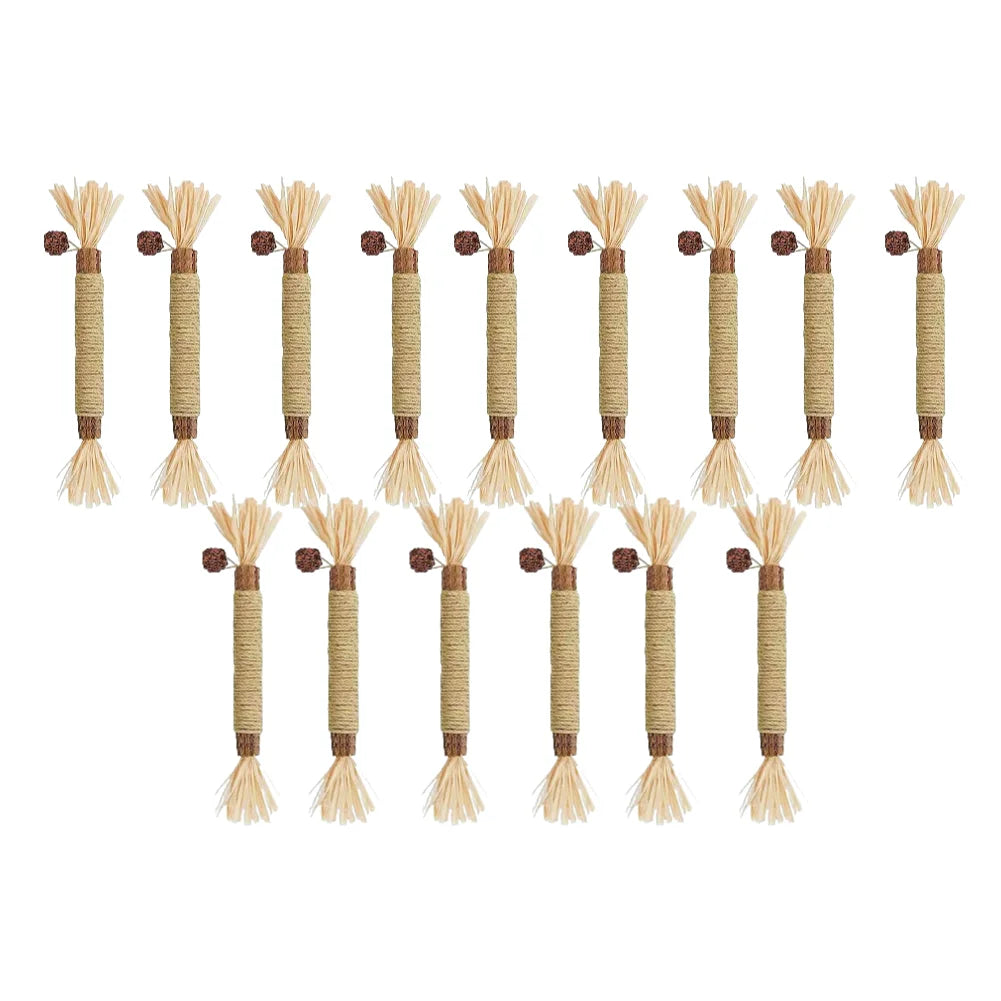 Silvervine Cat Sticks with Hemp Rope, Natural Wood Pet Play Toys for Supervised Indoor Exploration and Interactive Sessions, Pack Options from 3 to 20 Pieces