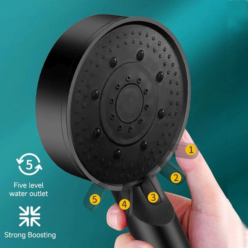 Black Handheld Shower Head for Bathroom Replacement, Listed G1/2 Thread and ABS Construction with 3.54-Inch Size Option, Adjustable Spray Head Only