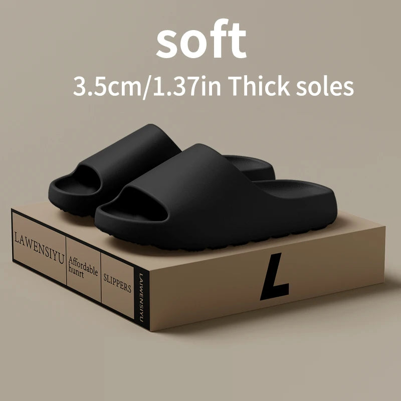 Men's EVA Slippers with Thick-Bottom Lightweight Design, Brown, Black, Beige or Green Casual House Footwear in Seven Paired Size Labels from 36-37 to 48-49