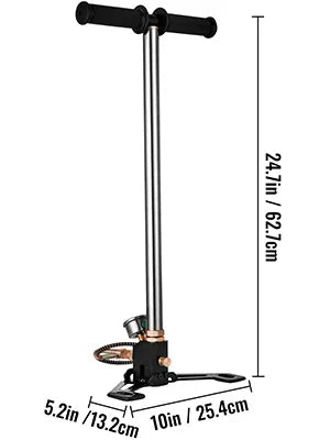 PCP Hand Pump by SucceBuy, Three-Stage Manual Air Pump with Listed 4500 PSI Rating, Pressure Gauge and Oil-Moisture Filter in Silver or Black Selections