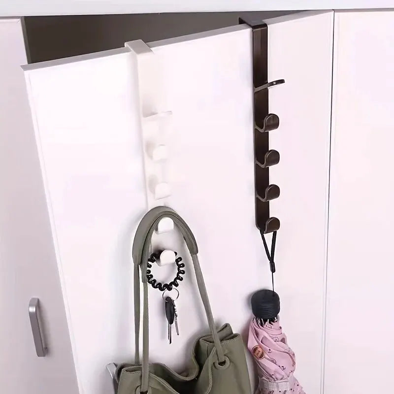Over-the-Door Hanging Rack for Bags, Hats and Jackets, Single ABS Plastic Bedroom Storage Organizer in White, Black or Brown with 27 x 4.5cm Size Reference