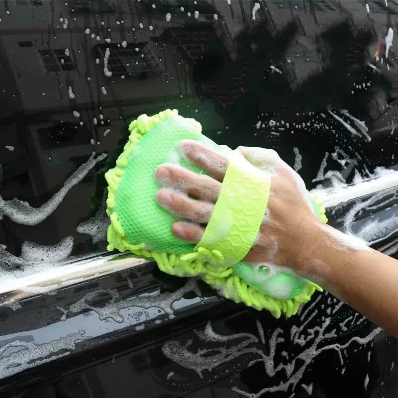 Green Microfiber Car Wash Sponge for Manual Vehicle Cleaning, Everyday Auto Care and Exterior Detailing Preparation, At-Home Car Washing Accessory