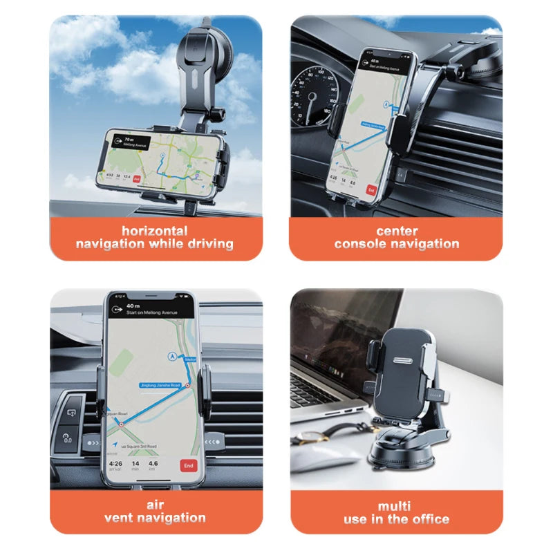 SEAMETAL Dashboard Phone Holder with Adjustable Cradle and Quick-Release Button, Listed 180-Degree Tilt, Mirrored or Textured Options for Compatible 3–7 Inch Phones