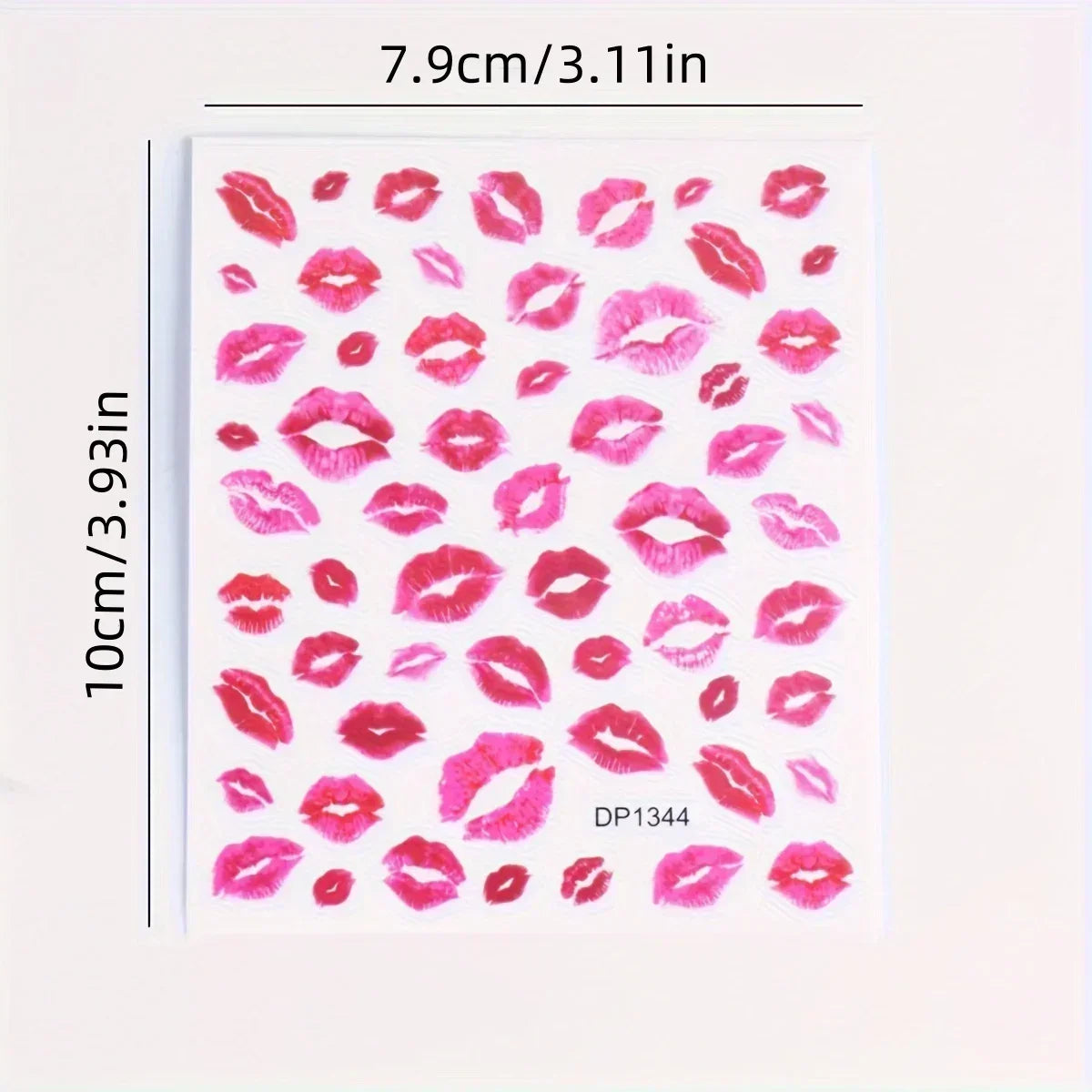 Heart and Kiss Nail Art Stickers, Red Self-Adhesive Matte Finish Decals for Romantic DIY Manicures, Valentine's Day Styling and Everyday Nail Decoration