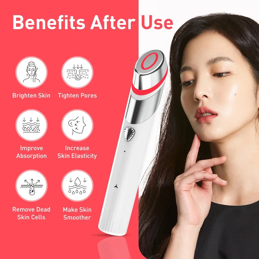 Touch-Activated Facial Care Wand with Rotating T-Bar Head, Black Rechargeable Beauty Tool with Listed Red Light, Warmth, Vibration and Microcurrent Functions