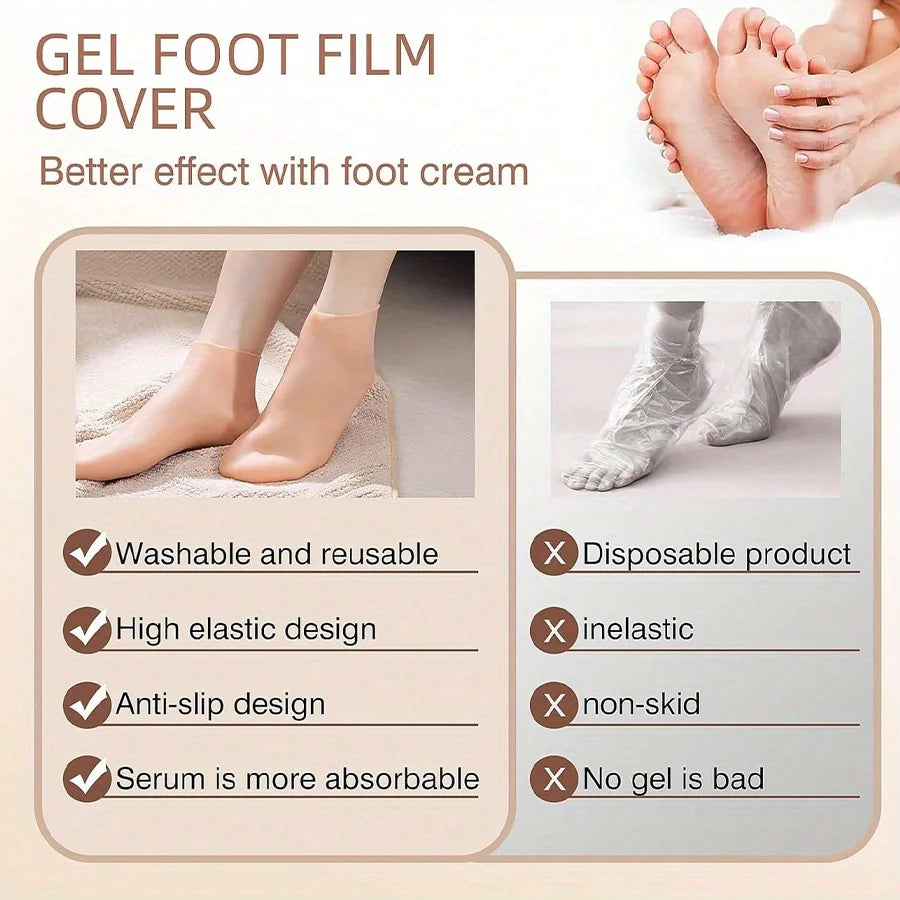 Silicone Foot Socks for Women's At-Home Moisturizing Routines, Personal Foot Care Accessory in Purple, Blue, Black, Green, Pink, White or Orange
