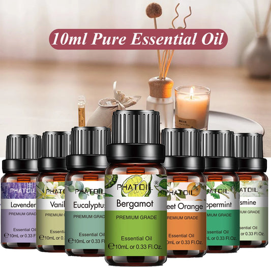 10ml Aroma Oil by PHATOIL for Compatible Diffusers and Home Fragrance, Amber Bottle with Lavender, Eucalyptus, Vanilla, Peppermint and Other Scent Options