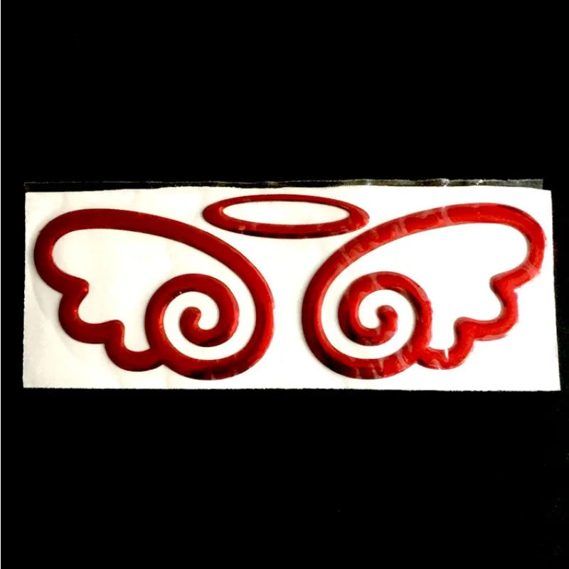 3D Angel Wings Car Decoration, Single PVC Exterior Styling Label in Red, Yellow or Silver for Compatible Vehicle Fuel Door Areas