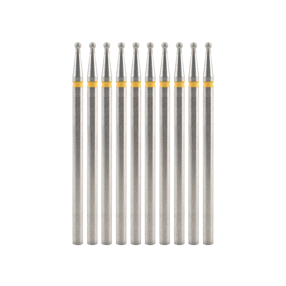 Diamond Nail Drill Bits, Listed 10-Piece Milling Accessories with 2.35mm Shanks, A-Series and Grade-Labeled Options for Professional Electric Manicure Filing