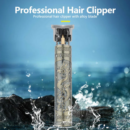 Retro T9 Hair Trimmer for Men's Everyday Haircutting and Personal Grooming, Electric Clipper Listing with Five Battery-Labeled Style Options for Home Use
