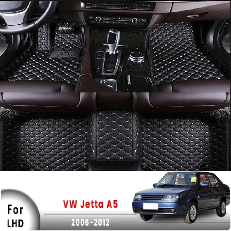 Jetta A5 Car Floor Mats for Listed Volkswagen 2006–2012 Models, Interior Floor Cover Set in Red, Coffee, Beige and Black Combinations with Fit Verification Required