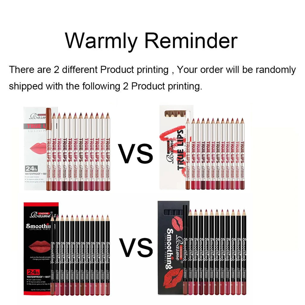 Lipstick Set with Twelve-Piece Assortment Reference, Lip Liner Pencil and Matte Lip Gloss Options in Four Coded Selections for Everyday Makeup and Beauty Gifts