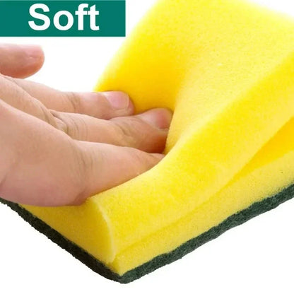 Yellow and Green Dish Sponges with Fiber Scouring Pads, Double-Sided Kitchen Cleaning Sponges in 10, 30 or 50-Piece Packs for Compatible Tableware and Pots