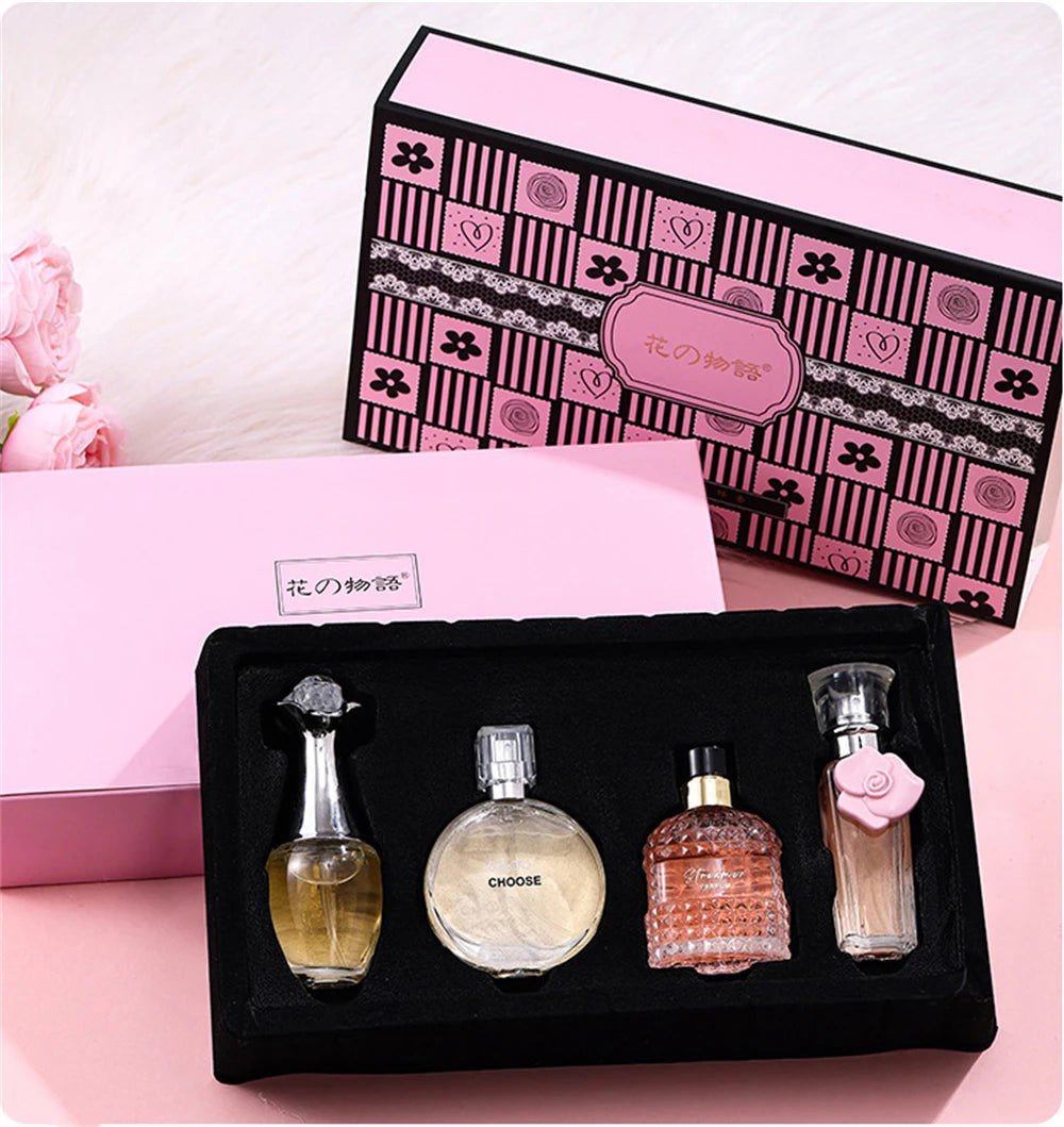 Women's Floral Perfume Gift Set, Fragrance Spray with Four-Piece Gift Box Wording and 100ml Option Label for Daily Scent Routines and Personal Gifting