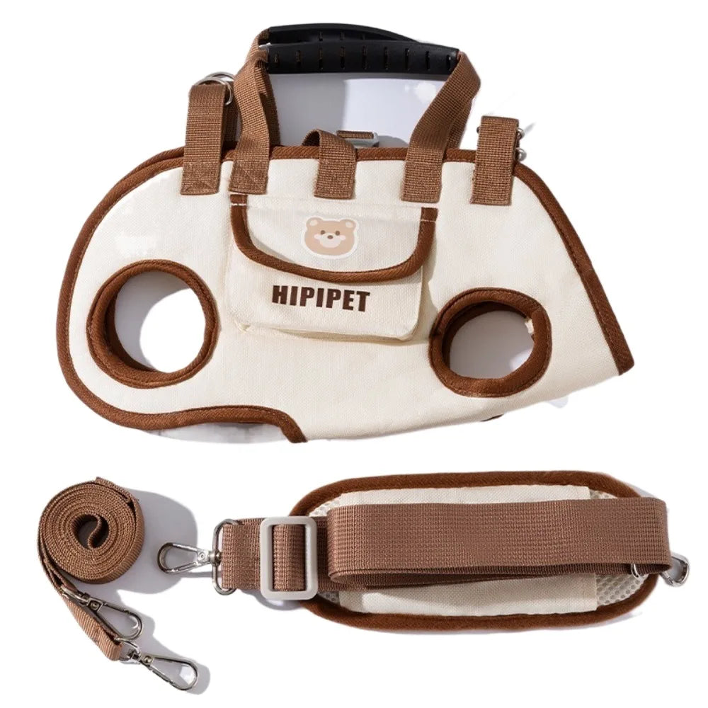 Oxford Cloth Dog Carrier Backpack with Mesh Panels, Listed Padded Interior and Adjustable Strap in Black or Beige, S to XL Options for Pet Outings