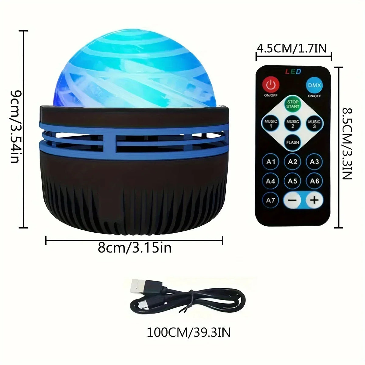USB Galaxy Projector Light with Starry Sky, Aurora, Water Wave or Crystal Style Options, Decorative Bedroom and Party Lighting with Select Remote Versions