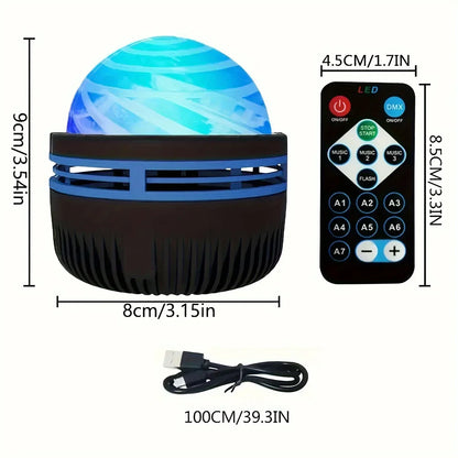 USB Galaxy Projector Light with Starry Sky, Aurora, Water Wave or Crystal Style Options, Decorative Bedroom and Party Lighting with Select Remote Versions