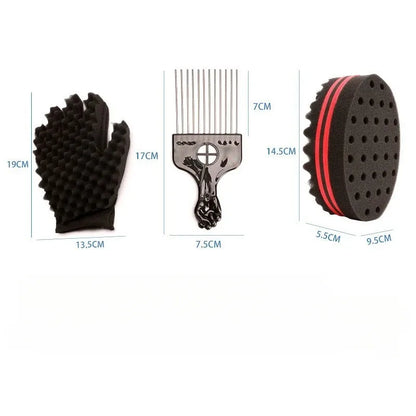 Hair Twisting Sponge Set for Men and Women, Curling Combs and Styling Tools for Textured Hair Grooming with Ten Coded Style Options