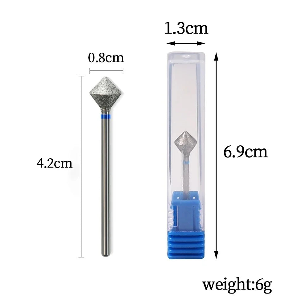 Diamond Cuticle Nail Drill Bit with 3/32-Inch Shank, Single Rotary Manicure Burr in Green or Blue Options for Compatible Electric Nail File Machines