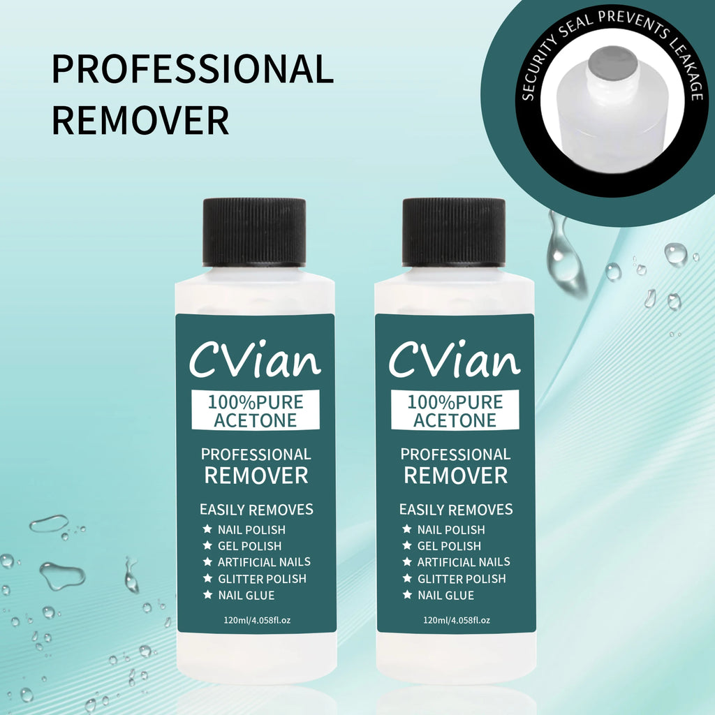 Acetone Nail Polish Remover with Listed 100% Acetone Formula for Compatible Gel, Dip Powder and Acrylic Nail Removal, Adult Home and Salon Manicure Supplies