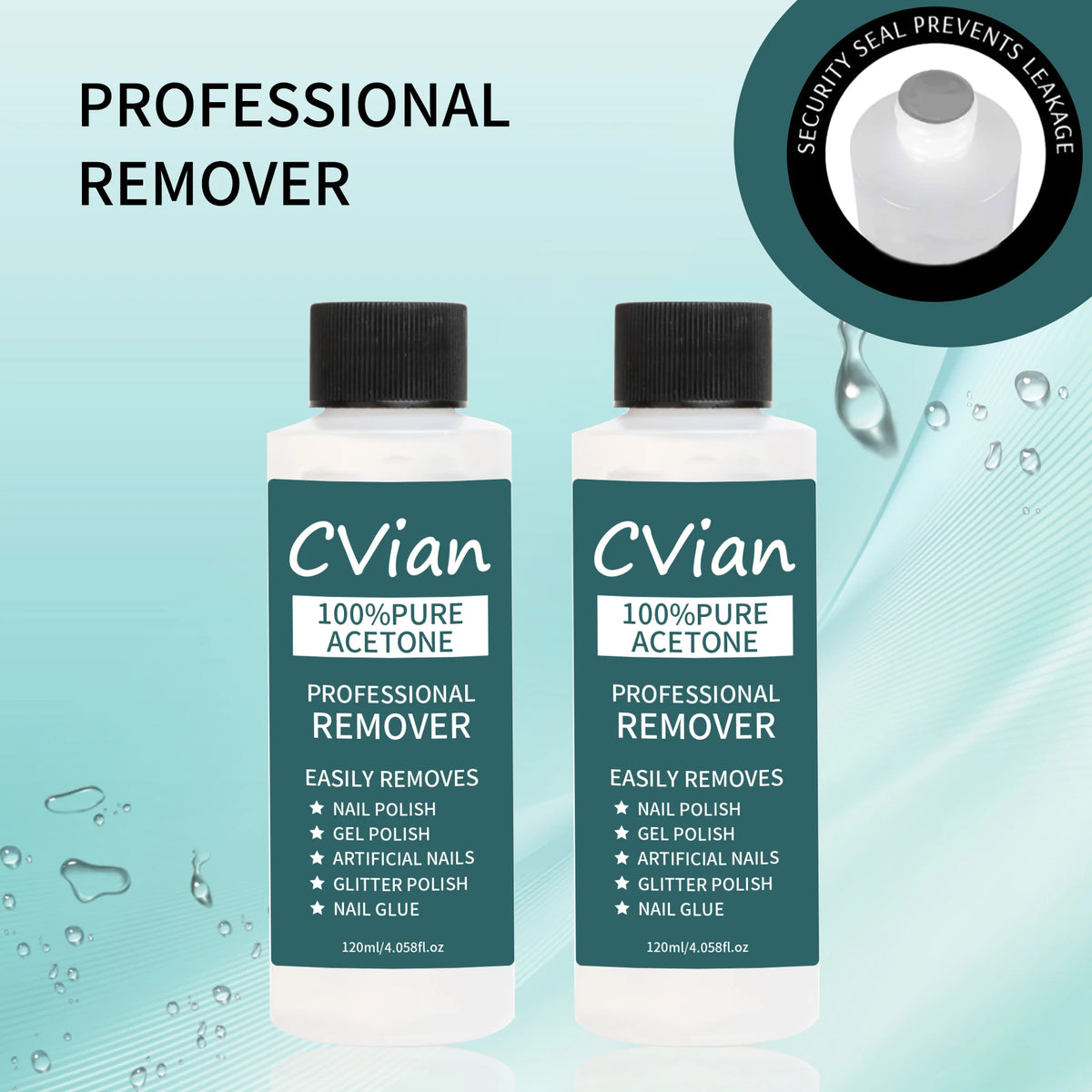 Acetone Nail Polish Remover with Listed 100% Acetone Formula for Compatible Gel, Dip Powder and Acrylic Nail Removal, Adult Home and Salon Manicure Supplies