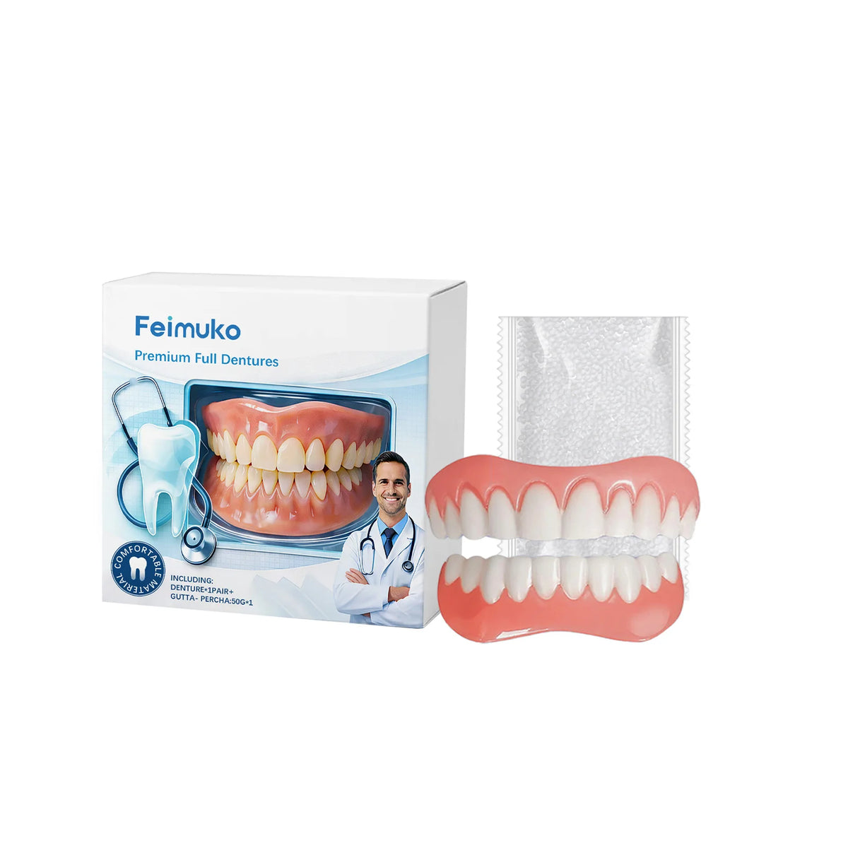 Adult Snap-On Cosmetic Teeth Set with Listed Adjustable Design, Single-Box and Multi-Pack Options for Temporary Smile Appearance