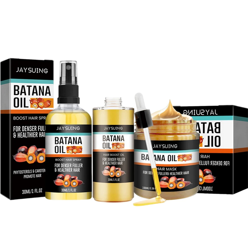 Batana Hair Care with Oil, Spray and Hair Mask Option Labels, Cosmetic Conditioning Products for Label-Guided At-Home Grooming Routines