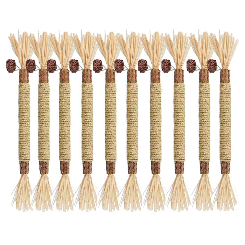 Silvervine Cat Sticks with Hemp Rope, Natural Wood Pet Play Toys for Supervised Indoor Exploration and Interactive Sessions, Pack Options from 3 to 20 Pieces