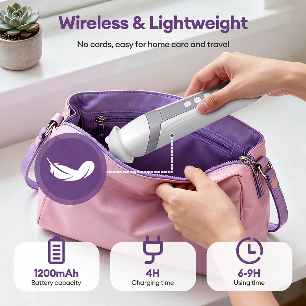 Four-Head Bubble Facial Pen in White with Silicone Massage Tips, Five Vibration and Spin Levels, Eight LED Modes and Type-C Rechargeable Design