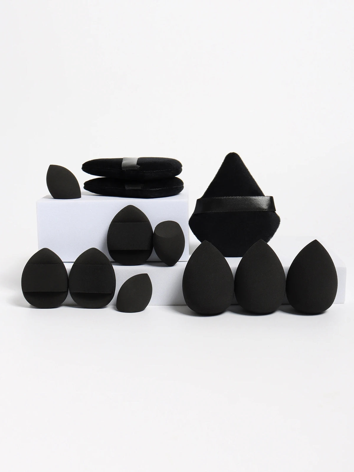 12-Piece Makeup Sponge and Powder Puff Set with Mini Air Cushion Puff and Beauty Egg References, 18 Color and Style Labels for Adult Cosmetic Application