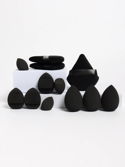 12-Piece Makeup Sponge and Powder Puff Set with Mini Air Cushion Puff and Beauty Egg References, 18 Color and Style Labels for Adult Cosmetic Application