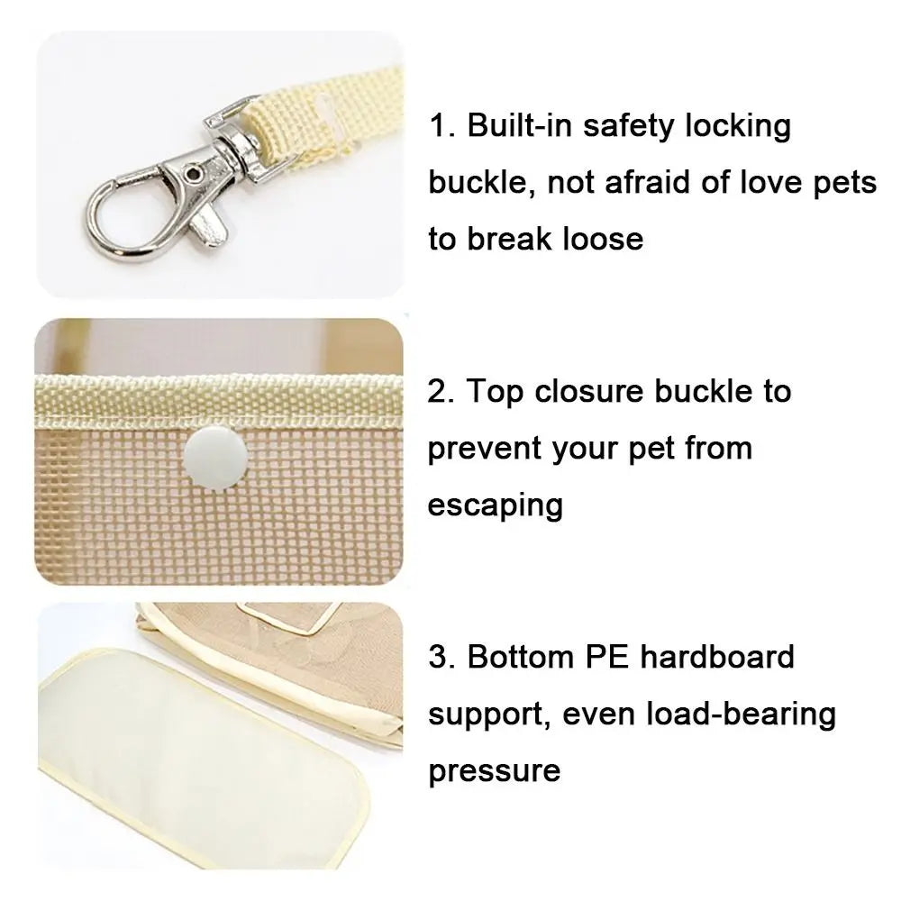Mesh Dog Carrier Shoulder Bag, Foldable Breathable Pet Travel Handbag with Textilene, Nylon and Oxford Cloth in Beige, Black or Grey and M or L Size Options