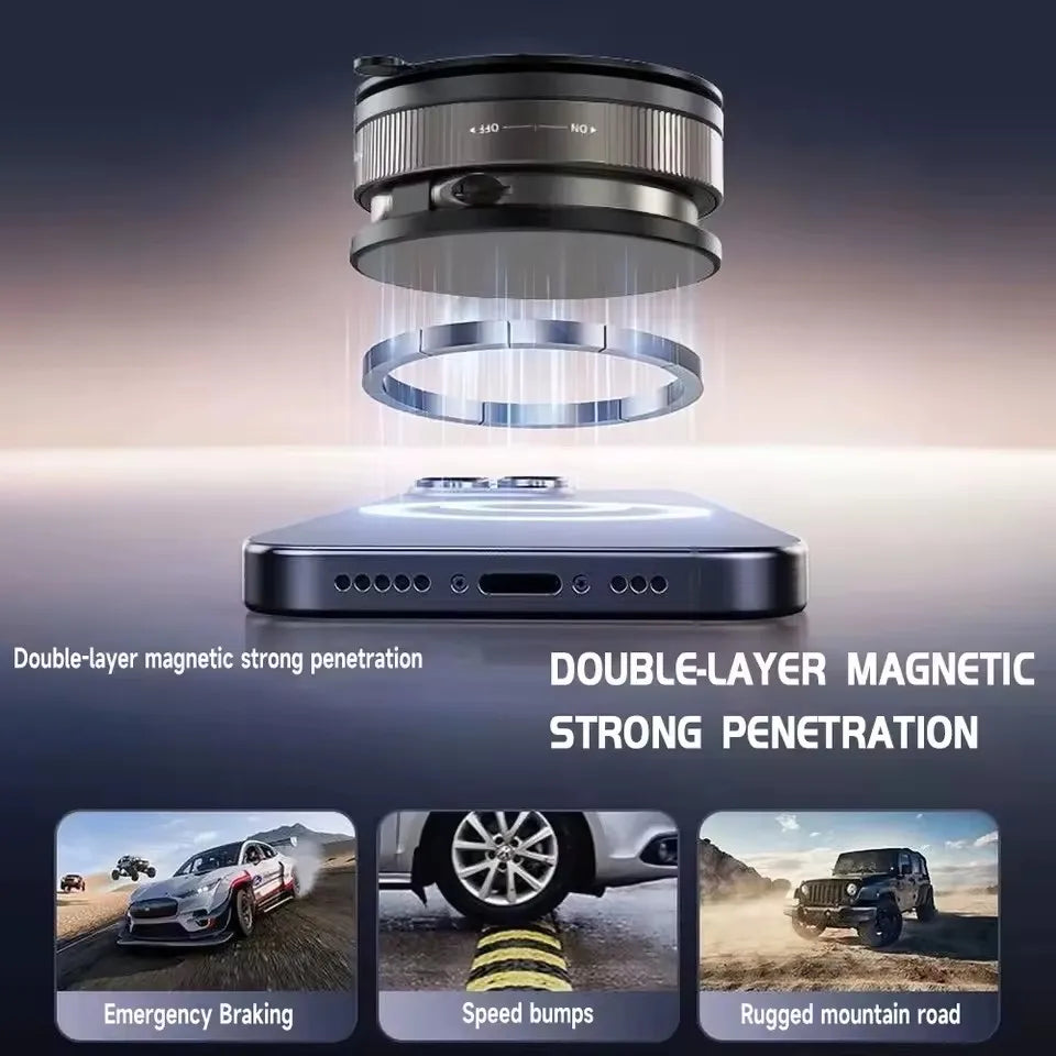 Vacuum Magnetic Car Phone Holder in Black, Suction Cup Mount with Locking Knob and Listed 360-Degree Rotation for Compatible Smooth Flat Surfaces