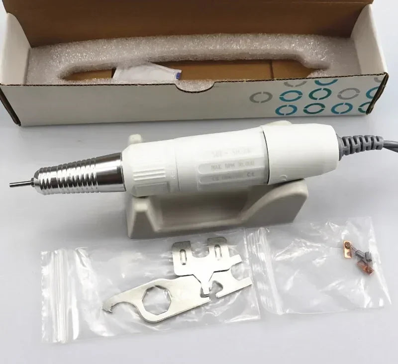 Nail Drill Micromotor Handpiece Options with Listed 2.35mm Bur Size, Twist Tool Exchange and H37LNN, H35SPN or H35SPNN Speed Labels for Manicure Equipment