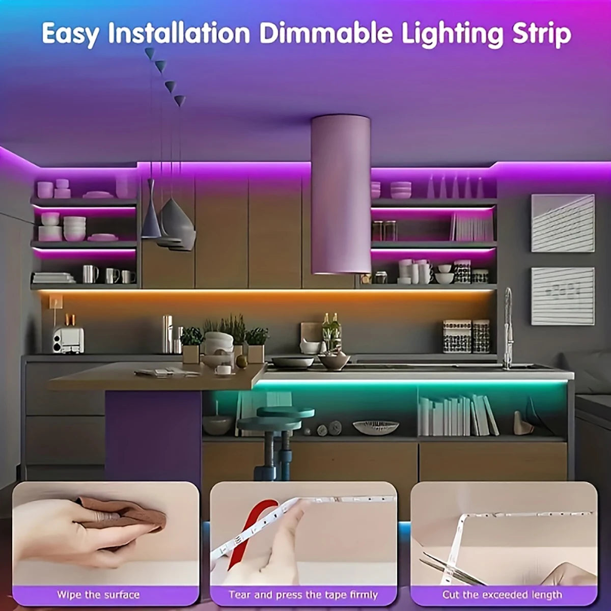 IR Remote RGB LED Strip Lights with 24-Key or 44-Key Control, 5V USB Tape Lighting in Six Length Options for Bedroom Decor and TV Backlighting