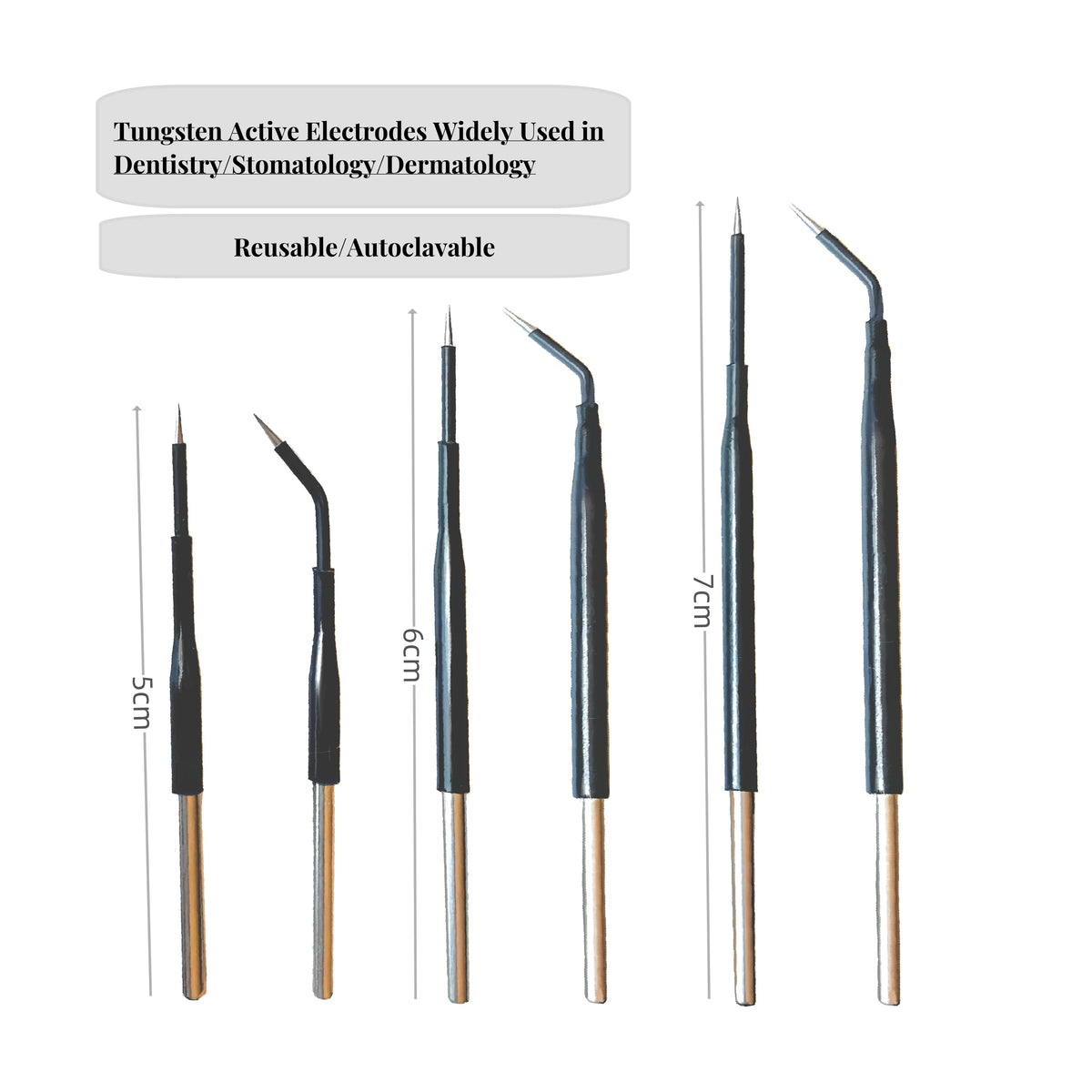 Tungsten Electrosurgical Needle Electrode, Single Non-Sterile Accessory with Listed 2.36mm Shaft for Compatible Monopolar Pencils, SKU A to F Options