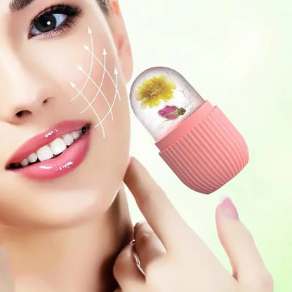 Facial Ice Massage Capsule with Listed Silicone Mold Design, Single Beauty Tool in Eight Color Options for Adult At-Home Cooling Self-Care Routines