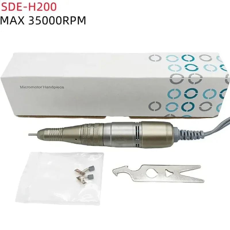 Manicure Micromotor Drill in BT Marathon Style Options with US or EU Plugs, Listed 65W Power, 35,000 RPM and H200 Handle References for Adult Nail Work