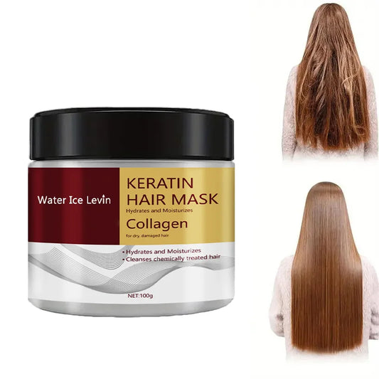 Collagen Keratin Hair Mask Conditioner with One, Two or Three-Piece Options for Adult Cosmetic Hair Conditioning and Label-Guided At-Home Care Routines