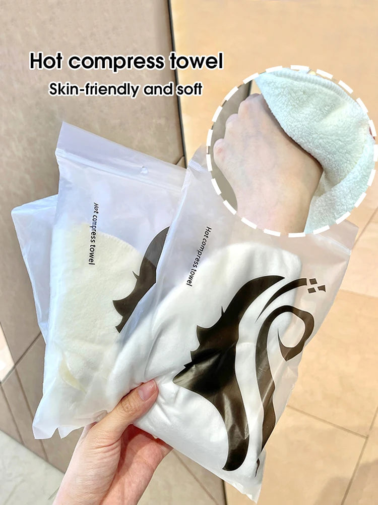 Face Compress Towel with Ear-Hanging Design, Single-Hole or Three-Hole Facial Cloth Options for Instruction-Guided Warm or Cool Wet Skincare Routines