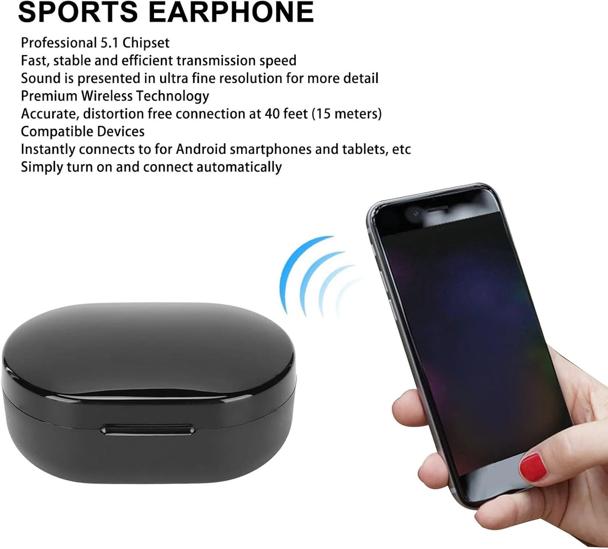 A6S Wireless Bluetooth Earphones, Bluetooth 5.0 Stereo Audio with Touch Control and Five Color Options for Compatible Phone Music and Everyday Calls