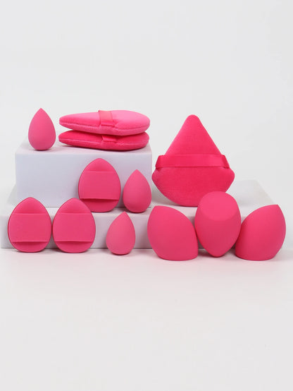 12-Piece Makeup Sponge and Powder Puff Set with Mini Air Cushion Puff and Beauty Egg References, 18 Color and Style Labels for Adult Cosmetic Application