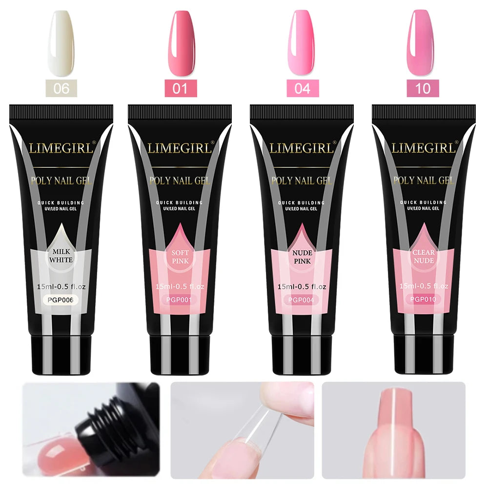 USB UV Lamp Gel Polish Kit by LIMEGIRL, 8ml Semi-Permanent Soak-Off Nail Polish with Listed Base and Top Coat for DIY Manicure and Nail Art