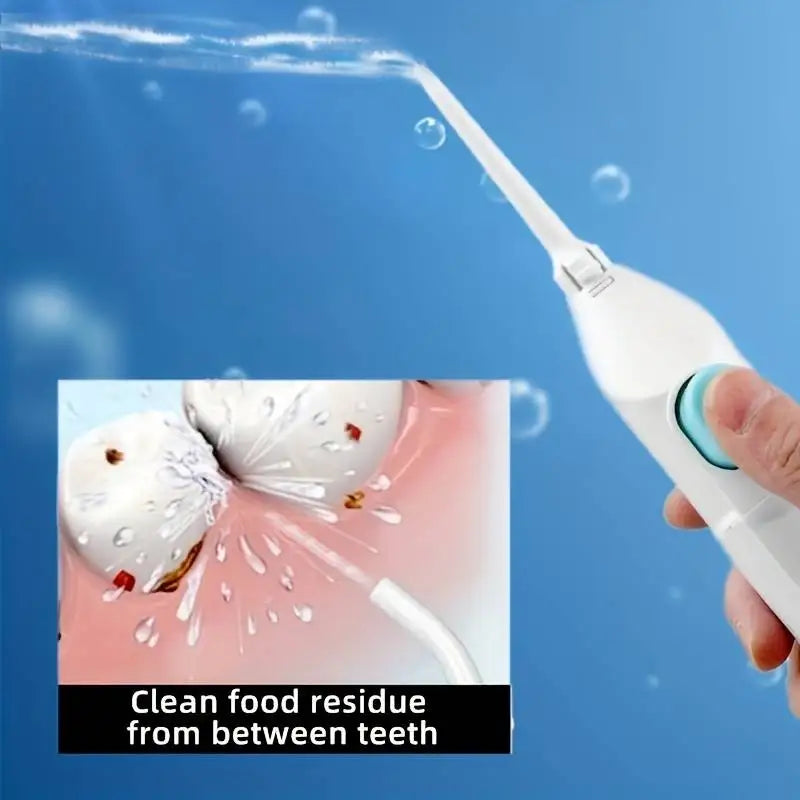 Manual Oral Irrigator with Portable Plastic Design, Hand-Operated Water Flosser in Black, Blue or Pink for Everyday Home and Travel Oral Care Routines
