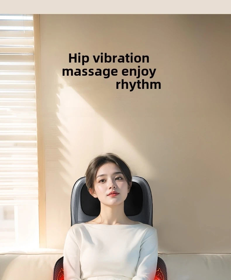 Massage Seat Cushion 5-in-1 Chair Pad with Listed Heat, Vibration and Kneading, US EU UK or AU Plug Options for Compatible Home Seating and Personal Massage Breaks